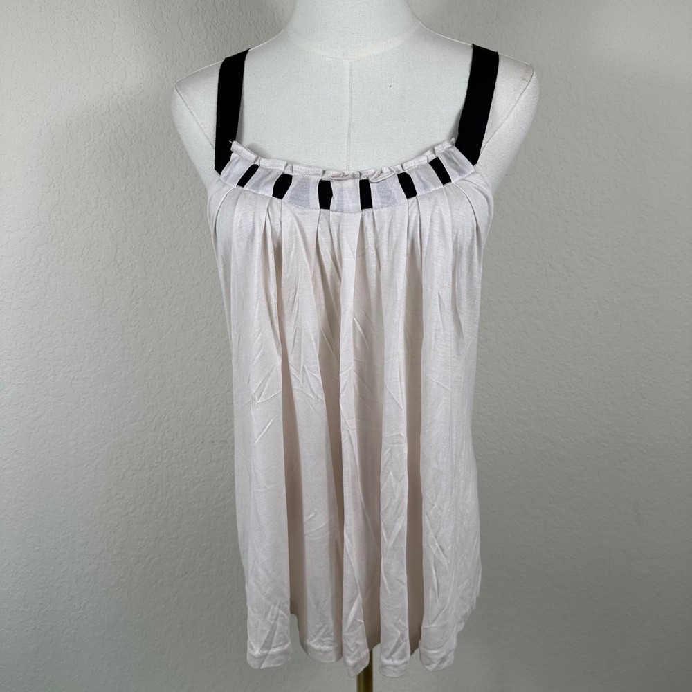 NWOT Club Monaco Camisole Womens M Cream Pleated Crossback Minimalist Tank Top